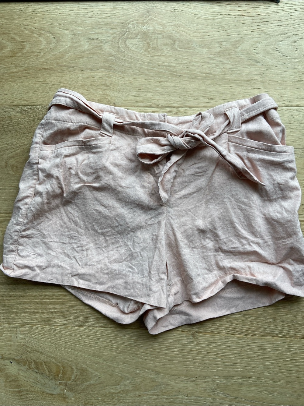 LOFT High-Waist Tie-Belt Shorts - Light Blush